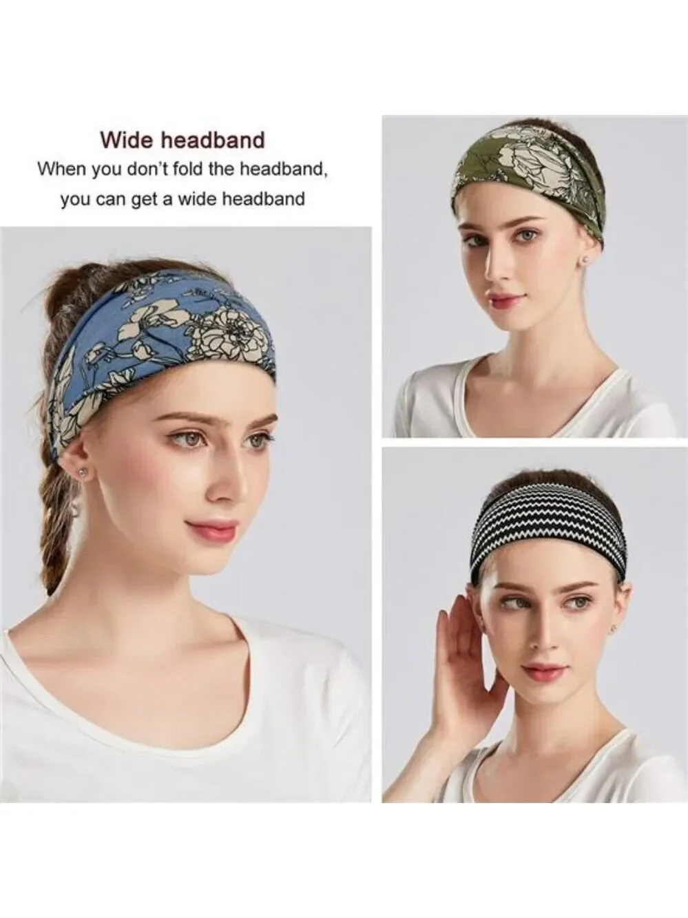 Boho headbands for women wide stretchy yoga workout hair bands set of six pieces